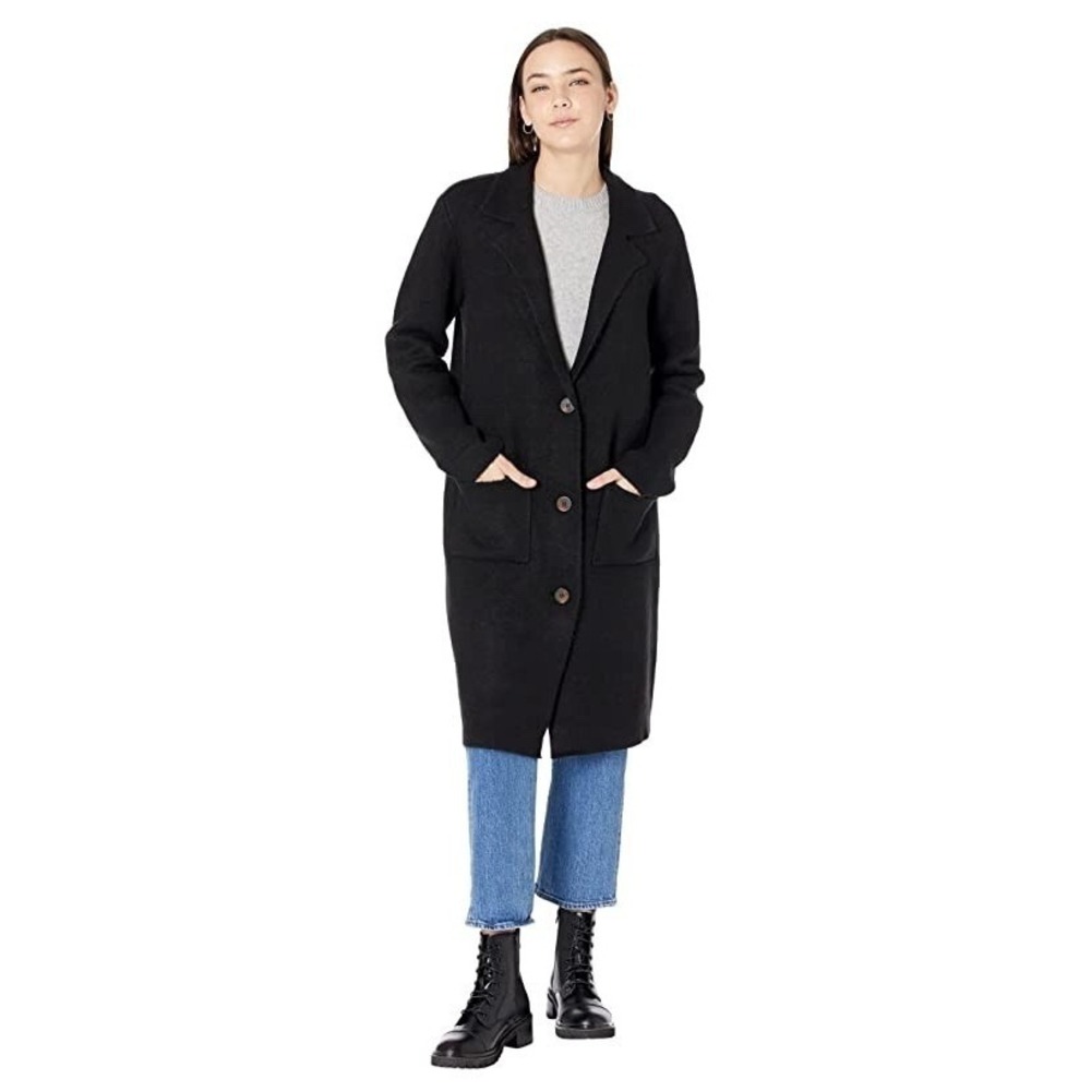 Anthropologie Saltwater Luxe Womens Sweater Coat Size S Black‎ Soft Cozy Winter